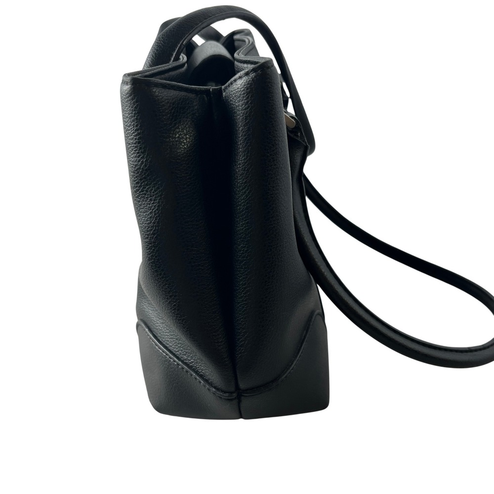 Liz Claiborne Black Pebbled Faux Leather Work‎ Tote Shoulder Bag - Picture 11 of 14